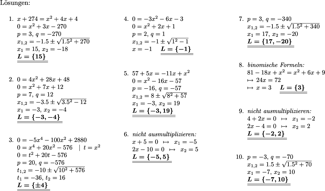 Quadratische Gleichungen Aufgaben Mit Lösungen Klasse 9 Pdf mathe.nsg-cottbus.de